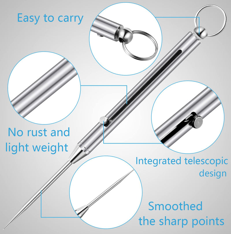 3 Pieces Titanium Telescopic toothpicks | Integrated Design Telescopic Toothpick with Titanium Protective Case Holder | Metal Pocket Toothpick Stainless Steel Toothpick - BeesActive Australia