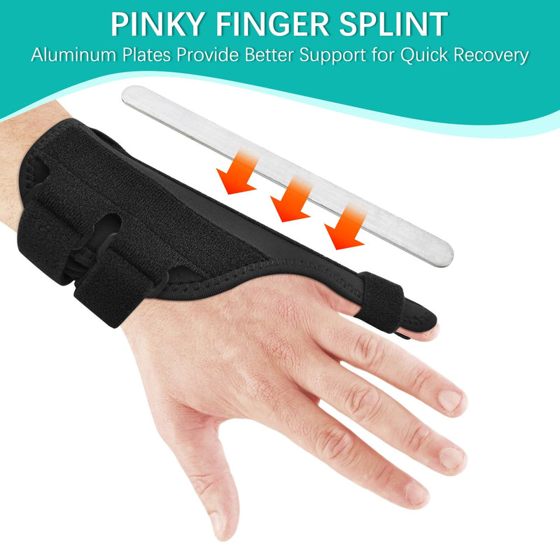 Pinky Finger Splints, Trigger Finger Splints for Little Finger, Pinky Support Brace for Right & Left Hand, Wrist and Pinky Fracture Finger Stabilizer for Arthritis, Injury, Tendonitis, Broken