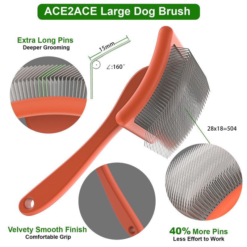 Dog Slicker Brush, Doodle & Poodle Grooming Brush with Stainless-steel Comb, Large Dog Brush for Goldendoodles, Labradoodles, Golden Retriever and Poodles to Remove Tangles, Undercoat & Mats Orange - BeesActive Australia