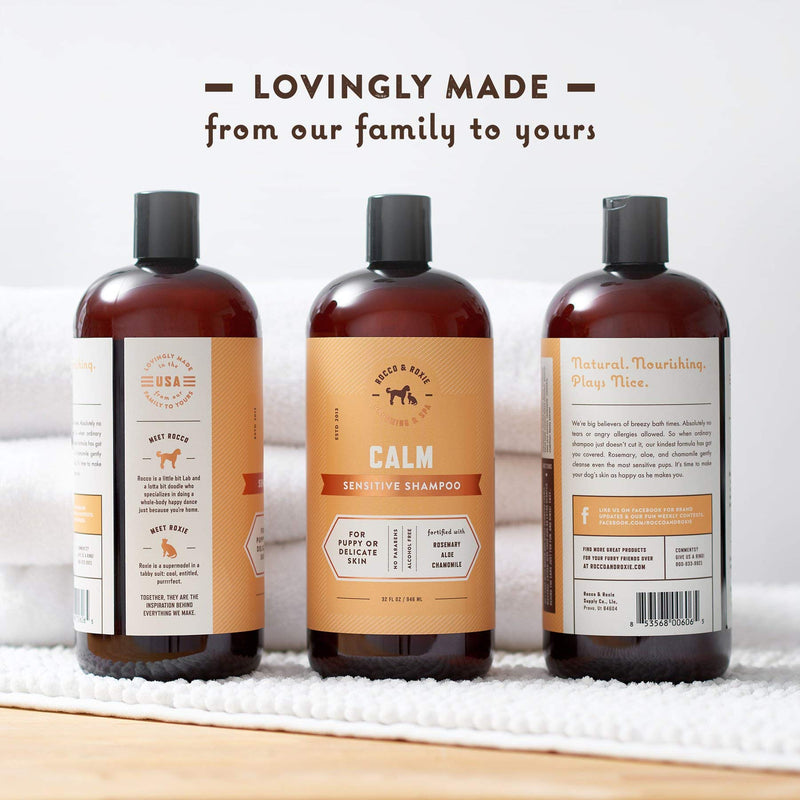 Rocco & Roxie Supply Co. Dog Shampoo and Conditioner - Soothe Oatmeal Shampoo for Itch Relief, Calm Hypoallergenic Shampoo for Sensitive Skin, and Shine Argan Oil Pet Wash - Puppy Bathing Supplies 16 oz - BeesActive Australia