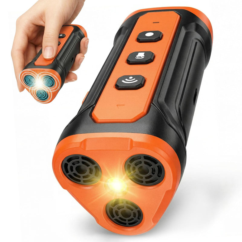 Dog Bark Deterrent Device,3X Ultrasonic Anti Barking,33 FT Bark Control Indoor Outdoor with Flashlight,5 Modes Stop Neighbors Dog Barks,Rechargeable Dog Training Device (Orange) Orange
