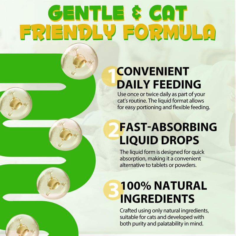 Cat Constipation Relief Drops - 100% Natural Probiotic Liquid Supplement for Cats & Kittens, Helps with Digestive Health, Soft Stool & Regular Bowel Movements - Easy to Administer, 60ml Fast-Acting Fo