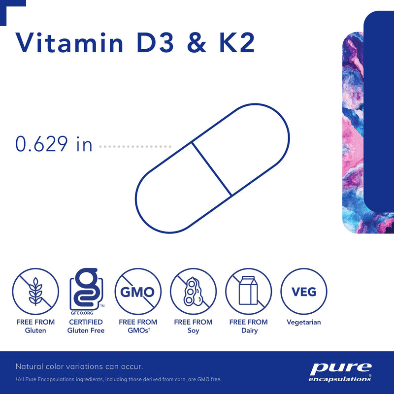 Pure Encapsulations Vitamin D3 & K2 | Bone and Vascular Health Support | 120 Capsules* 120 Count (Pack of 1) - BeesActive Australia