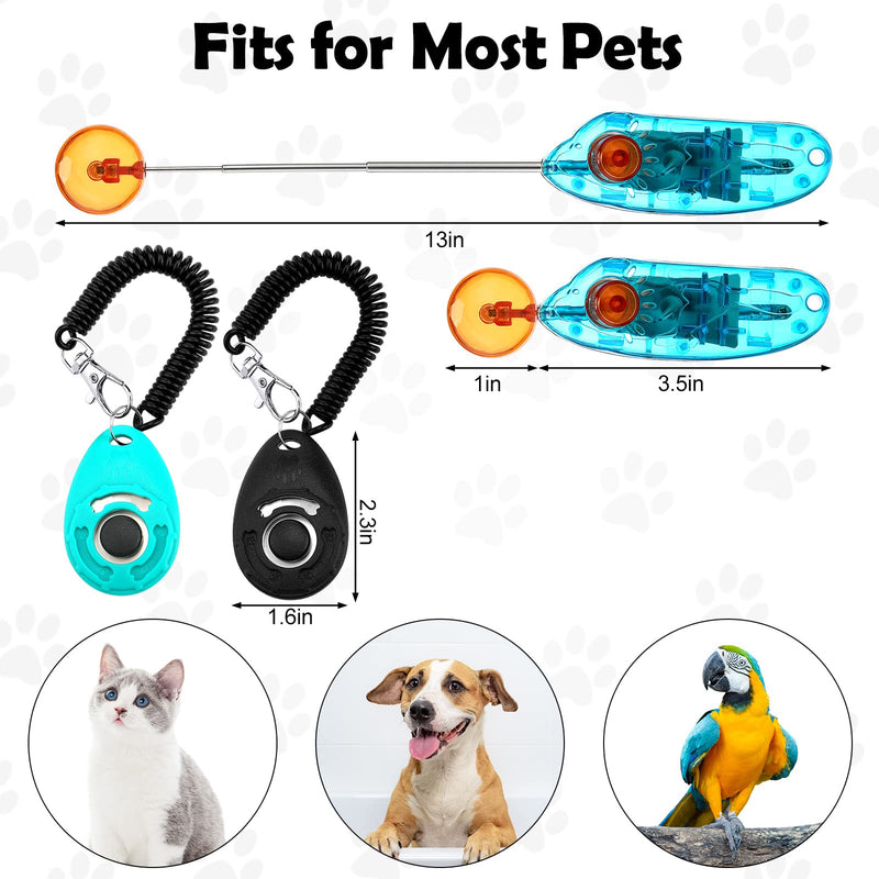 4 Pcs Cat Clicker Training Kit Includes 2 Pet Cat Training Target Sticks 2 Cat Training Clickers with Wrist Strap,Retractable Target Stick Clicker, Positive Behavior Reinforcer for Cats Pets Puppy Dog - BeesActive Australia