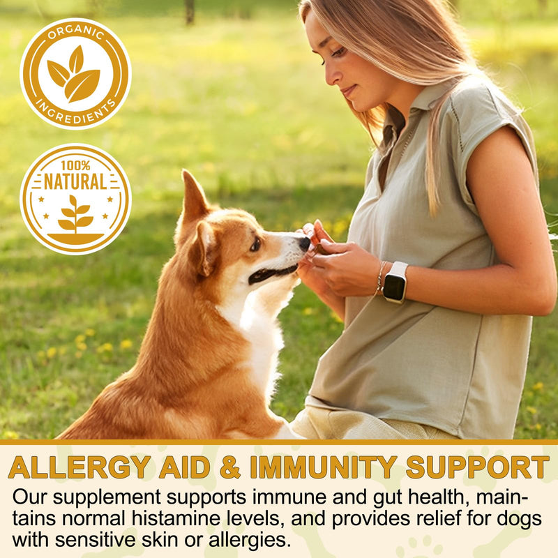 JSBNQRMZ allergy tablets for dogs, 180 tablets for digestion, mites dog tablets, immune system, skin & fur allergies in dogs, maintains intestinal health - relieves seasonal allergies - BeesActive Australia