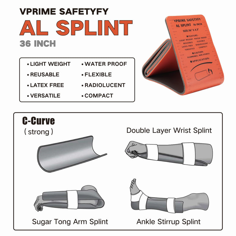 First Aid Splint 36" X 4.3" Orange -Waterproof First Aid Medical Tactical Field Splint For Bone Fracture Treatment (4 Pack Bundle) Splint Bundle