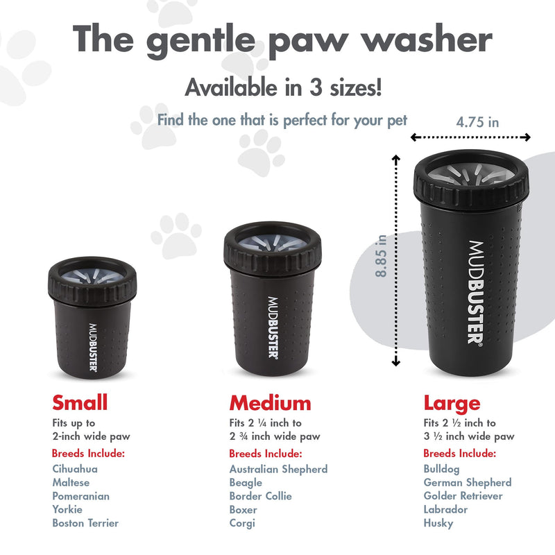 Dexas MudBuster PW72025-22WP Portable Dog Paw Cleaner Large Matte Black Black Large - BeesActive Australia