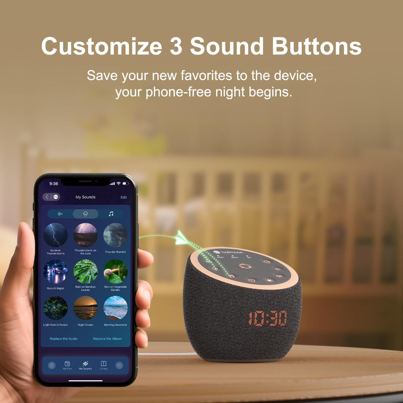 Hotmoon Cocoon Pro 2 Sound Machine 388 Soothing Sounds for Babies & Adults, Smart Night Light, Sleeping Timer, App Control, White Noise Green Noise Maker, Nature Rain Ocean Sound, Plug-in Dark-Gray - BeesActive Australia