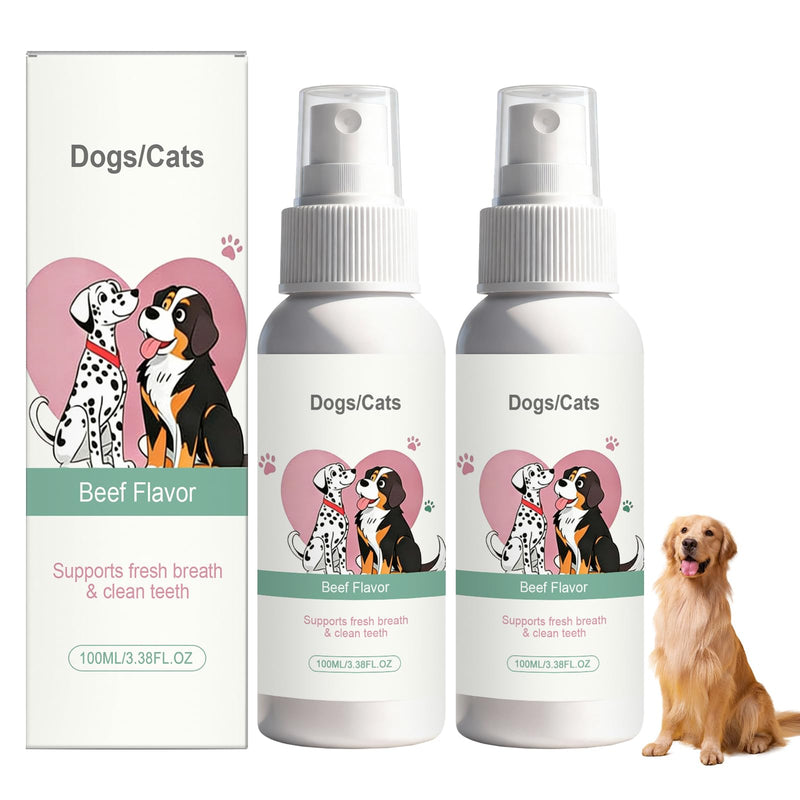 Denta Cleaning Spray for Dogs & Cats, 2 Pcs Dog Dental Spray, Natural Breath Freshener, Supports Gum Health, Easy Spray Use, 100ml