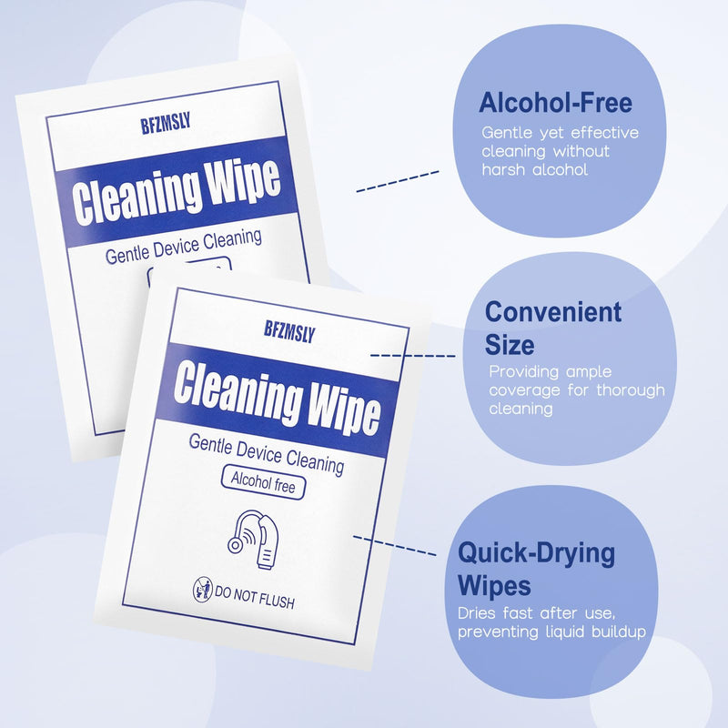 200 Pcs Hearing Aid Cleaning Wipes - Individually Wrapped Alcohol-Free 200