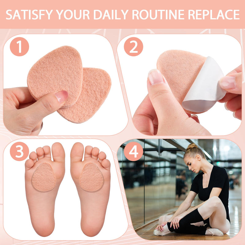 Jiuguva 60 Pack Metatarsal Foot Pads 0.25 Inch Thick Ball of Foot Cushions Adhesive Metatarsal Soft Felt Pads for Women and Men Forefoot Support Pain Relief(Nude) Nude - BeesActive Australia