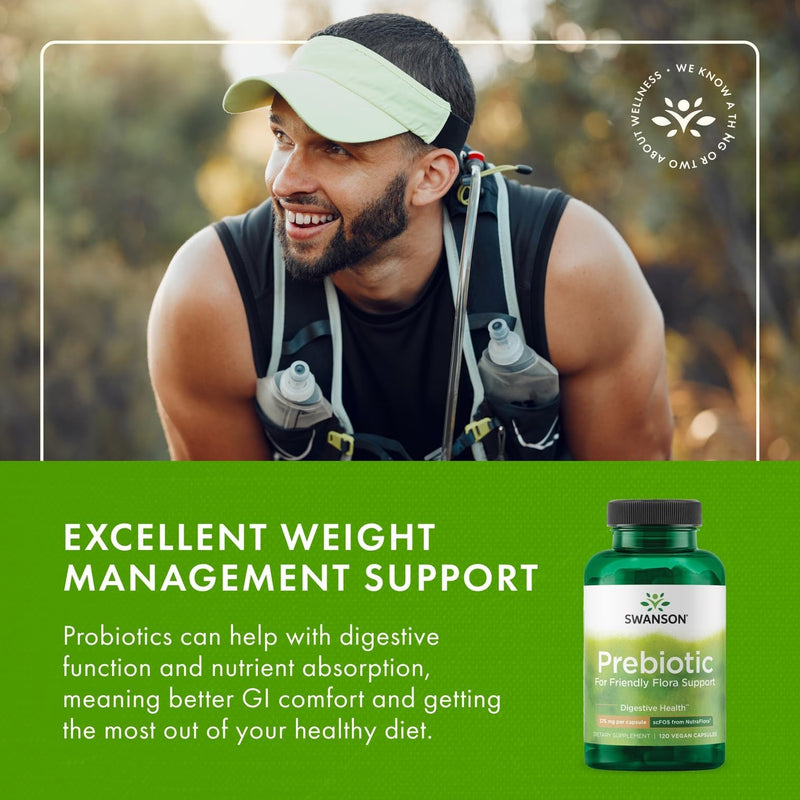 Swanson Prebiotic Fiber Capsules with NutraFlora FOS for Gut-Health-Conscious Adults Seeking Digestive Flora and Immune Support - 750 mg (120 Vegan Capsules, 4 Pack) 120 Count (Pack of 4)