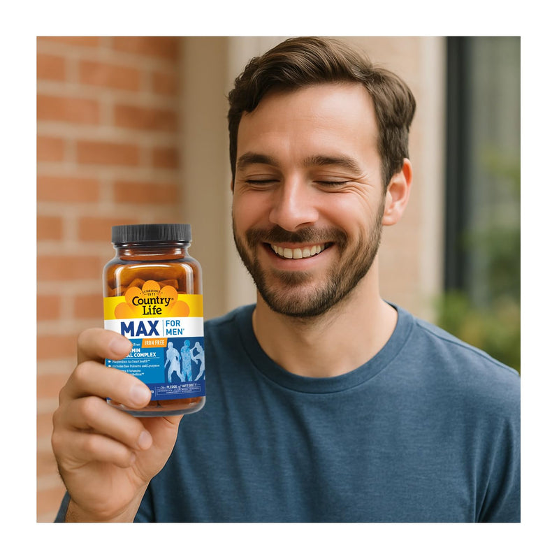 Country Life Max for Men Iron-Free Multivitamin,120 Tablets | Coenzymated B vitamins, magnesium, saw palmetto and lycopene for daily men's wellness support