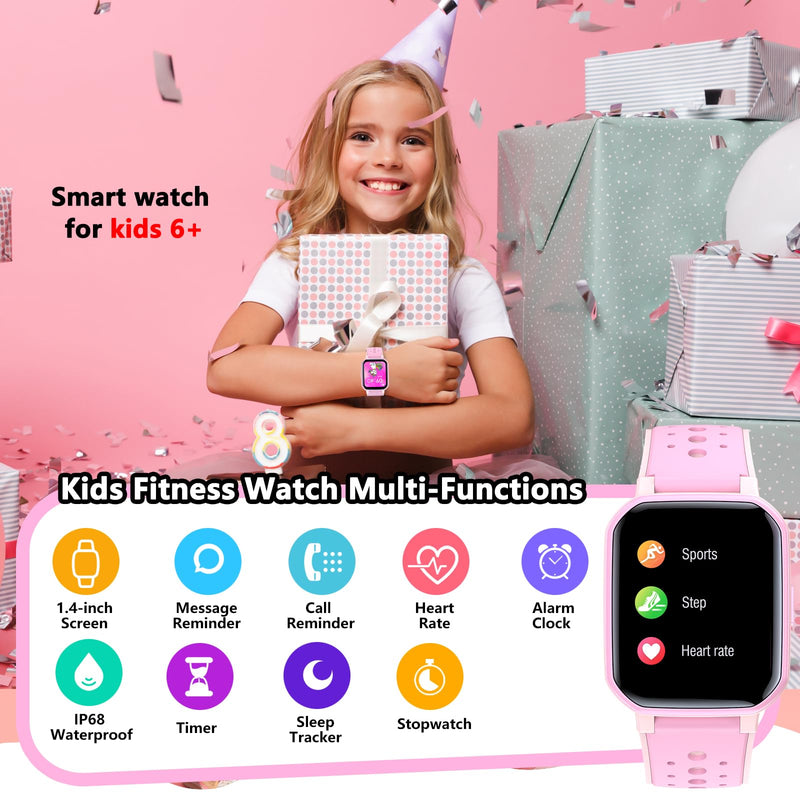 JOYELE Smart Watch for Kids Teens, No Phone Needed Fitness Tracker Boy Girls Watch with 19 Sport Modes, Pedometer, Sleep Monitor, Kids Watch Birthday Gifts Toy Gift for Girls Boys 6-16 (Pink) Pink - BeesActive Australia