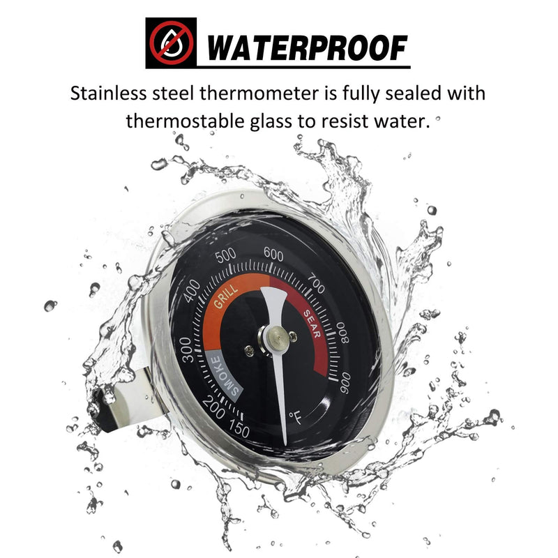 3.3” Large Thermometer Replacement for Big Green Egg Grill, Accurate Temp Gauge Probe w/Recalibrated Function, Waterproof Temperature Gauge for BGE Accessories, SUS304 Stainless Steel Dome Thermostat