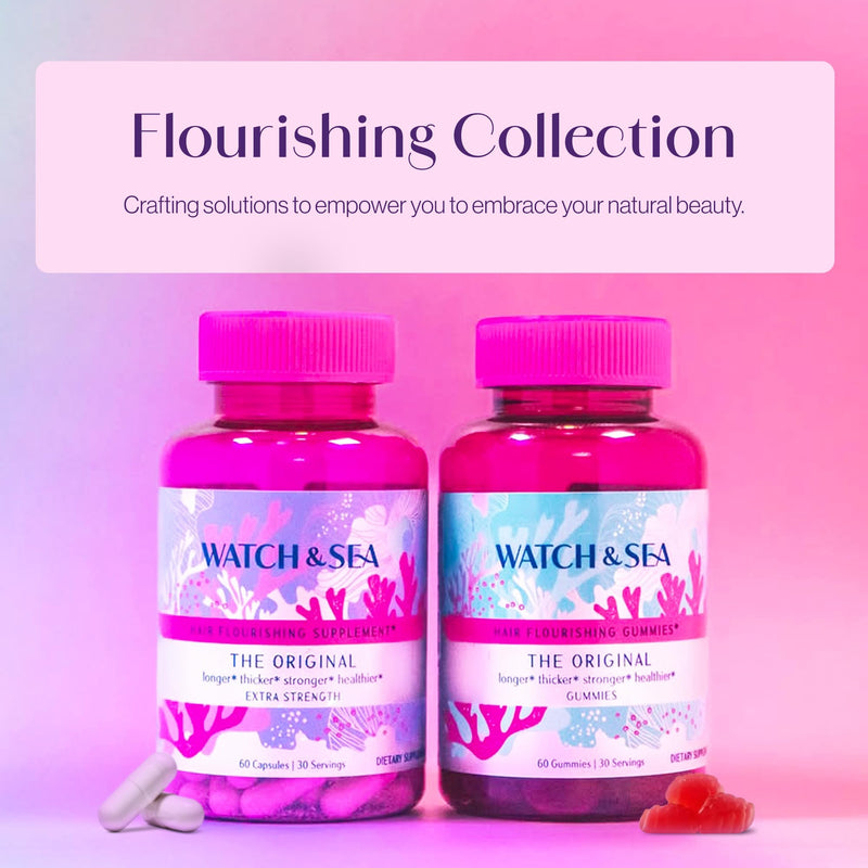 Watch & Sea Hair Flourishing Extra-Strength Capsules - Nourishing Hair Supplement with Biotin, Herbs, Minerals and Vitamins for Hair Growth and Thickness for All Hair Types - 60 Capsules