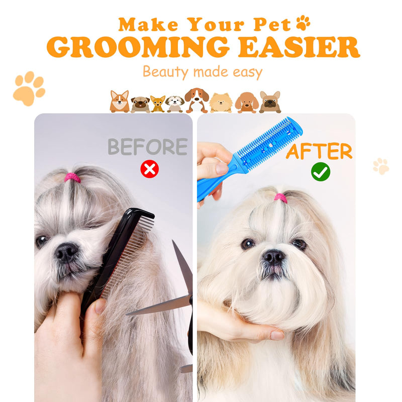Razor Comb for Dogs Cats with 10 Pcs Extra Blades, Pet Razor Comb 2 in 1 | Trimming & Grooming, Dog Cat Brush that Cuts Hair, Hair Cutter Comb for Dog Cat, Pet Hair Trimmer Grooming Comb for Dog Cat - BeesActive Australia