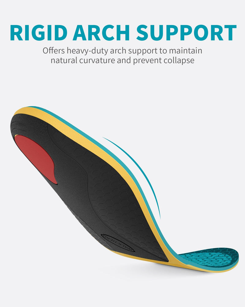 WalkHero Heavy Duty Pain Relief Insoles, 220+lbs High Arch Support Orthotics Inserts for Plantar Fasciitis, Flat Feet, Pronation and Heel Pain (Mens 8-8.5 | Womens 10-10.5, Coral Green) Mens 8 - 8.5 | Womens 10 - 10.5 - BeesActive Australia
