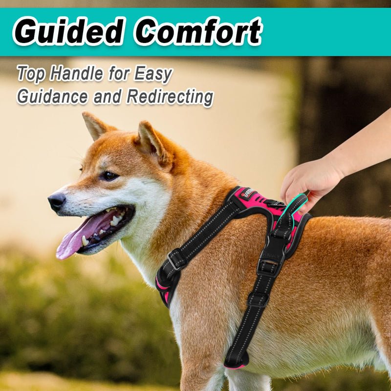 BARKBAY No Pull Pet Harness Dog Harness Adjustable Outdoor Pet Vest 3M Reflective Oxford Material Vest for PINK Dogs Easy Control for Small Medium Large Dogs (L) - BeesActive Australia