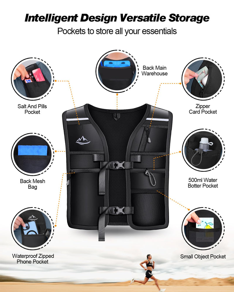 Running Vest for Women Men, Reflective Hydration Vest with Adjustable Waistband & Phone Pocket, Lightweight Breathable Running Water Vest for Jogging Hiking Trail Cycling and Marathon Race Medium - BeesActive Australia