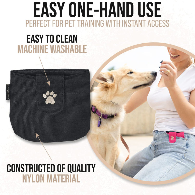 Dog Treat Pouch, Black Pocket Sized Training Treat Pouch - Lightweight Dog Treat Holder with Magnetic Flap For Stability, Perfect Dog Accessories, Made of Durable Nylon, Machine Washable - BeesActive Australia
