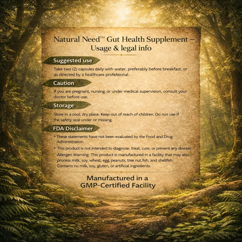 NATURAL NEED™ Gut Health – 5-in-1 Formula with Probiotics, Prebiotics, Postbiotics, Enzymes & Vitamins (C,D3,B12,Zinc) – Delayed Release Capsule – Supports Overall Digestion, Immunity & Gut – 60 Vegan