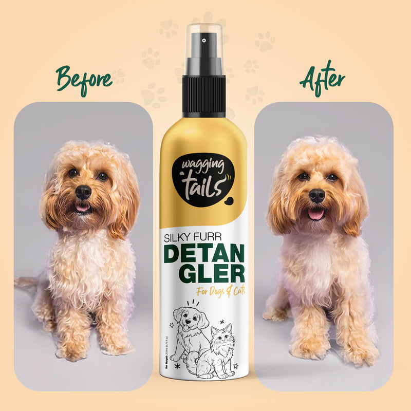 Wagging Tails 4-in-1 Silky Furr Detangler, 6.76 fl oz for Dogs & Cats | Gentle Dematting Grooming Formula | Reduces Discomfort & Prevents Hair Breakage | Maintains Coat Health & Improves Appearance - BeesActive Australia
