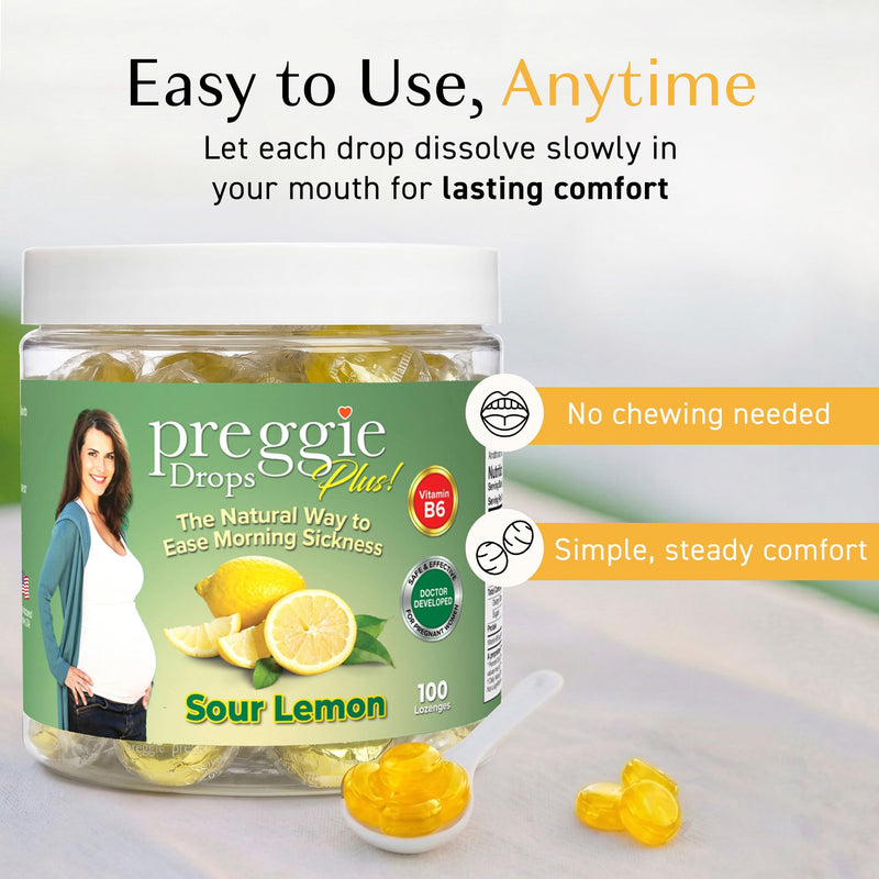 Three Lollies Preggie Pop Drops Plus Pregnancy Candy, Lemon, 32 Count | Pregnancy support candy with vitamin B6 and essential oils; sour lemon flavor, 32 count. 32 Count (Pack of 1)
