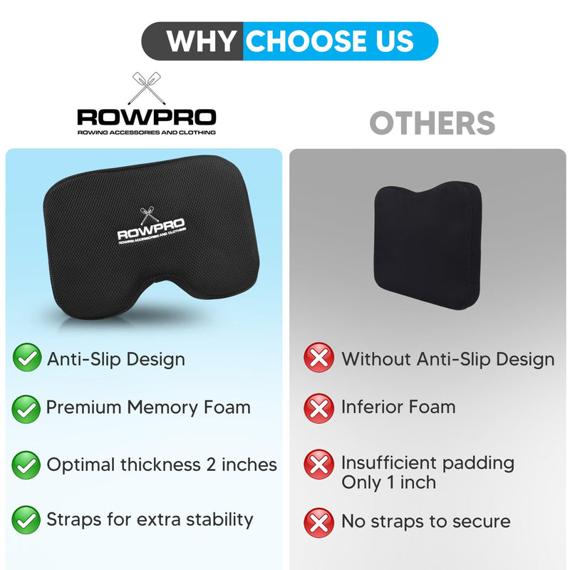Memory Foam Rowing Machine Seat Cushion - Comfortable Seat Pad for Concept 2 - Ergonomic Concept 2 Rower Seat Cushion for Enhanced Support and Stability