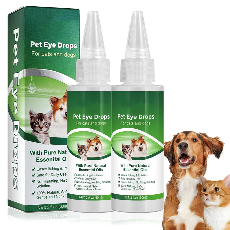 Eye Drops for Dogs and Cats, 2 Pcs Cat Dog Eye Drops, Soothes, Protects & Moisturizes, Fully Protects Your Pet's Eyes (120 ml)