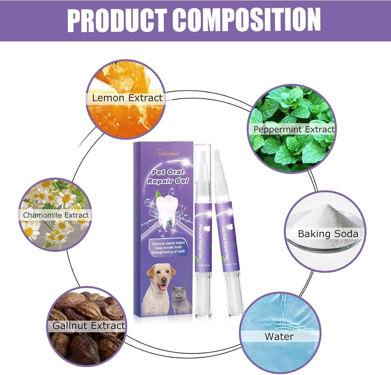 【3pcs】 Pet Oral Repair Gel, Pet Oral Repair Gel for Dogs,Pet Breath Freshener for Dogs & Cats, Eliminate Breath, Targets Tar-Tar, Without Brushing， for Dogs & Cats, Pet Teeth Repairing - BeesActive Australia