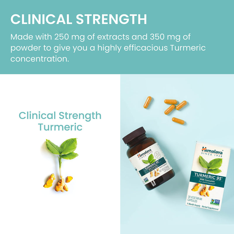 Himalaya Turmeric 95 Curcumin Supplement,Joint Support, 600 mg,120 Capsules | 95% Curcuminoids, For Joint Support, Flexibility & Mobility, Turmeric Pills, Turmeric Extract - Vegan, Non-GMO, Gluten Free 60 Count (Pack of 2)