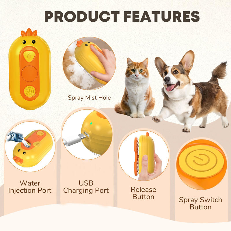 Cat brush with steam, 3-in-1 steam brush for dogs, cat steam brush with spray for long and short-haired cats and dogs, care and hair removal to remove loose fur and dirt - BeesActive Australia