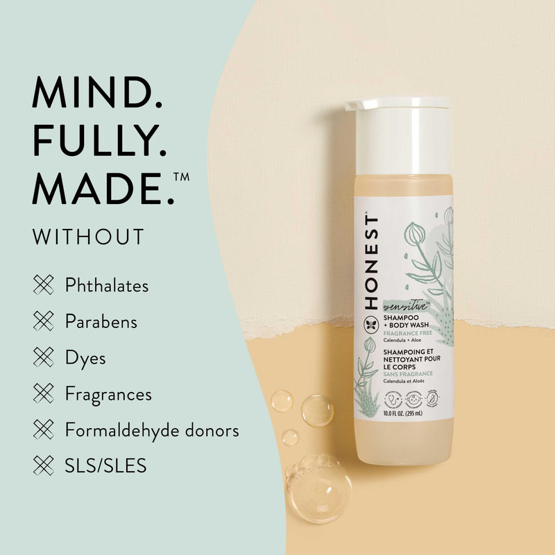 The Honest Company 2-in-1 Cleansing Shampoo + Body Wash | Gentle for Baby | Naturally Derived, Tear-free, Hypoallergenic | Fragrance Free Sensitive, 10 fl oz 10 Fl Oz (Pack of 1) - BeesActive Australia