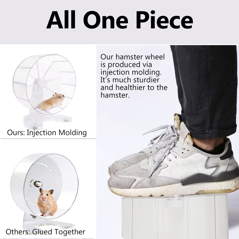8.5 Inches Super Silent Hamster Wheel for Hamster Exercise Wheel Compatible with Gerbil, Syrian & Dwarf, Chinchilla and More Small Animal Exercise Wheel with Stable Stand, Transparent - BeesActive Australia
