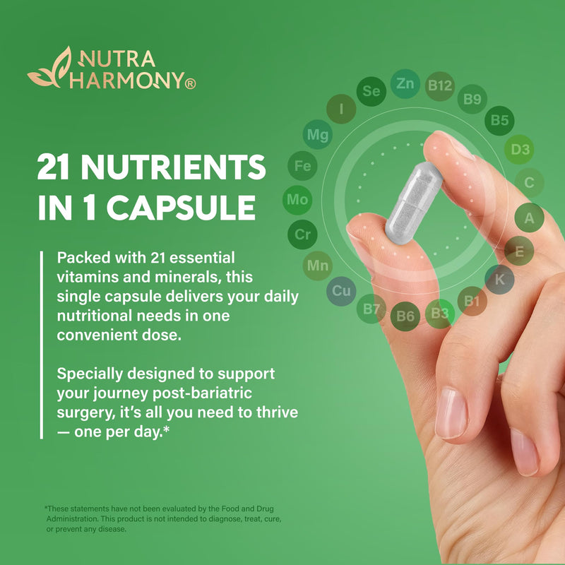 Bariatric Multivitamin with Iron 45mg - 21in1 Bariatric Complex - 90 Caps | Bariatric Vitamins for Women & Men - Lab Tested - Gastric Sleeve Support - Free of Sugar, Gluten & Soy - 1/Day 90 Count (Pack of 1)