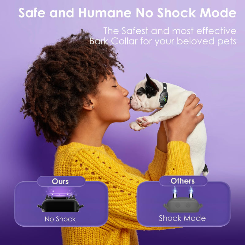Dog Bark Collar 2 Pack,No Shock Rechargeable Smart Barking Collar for Small Medium Mini Dogs,Anti-Bark Collar for Small Dogs,Barking Collar with Beep Vibration Humane No Shock Barking Collar(2 Pack) Black+white - BeesActive Australia