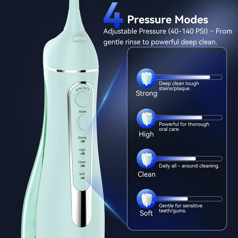 Water flossers for Teeth Pick, Portable Oral Irrigator Dental with 4 Modes 5 Jet Tips, IPX7 Rechargeable Water Tooth Flosser for Braces Sensitive Gum Care, 300ml Tank for Home Travel Use