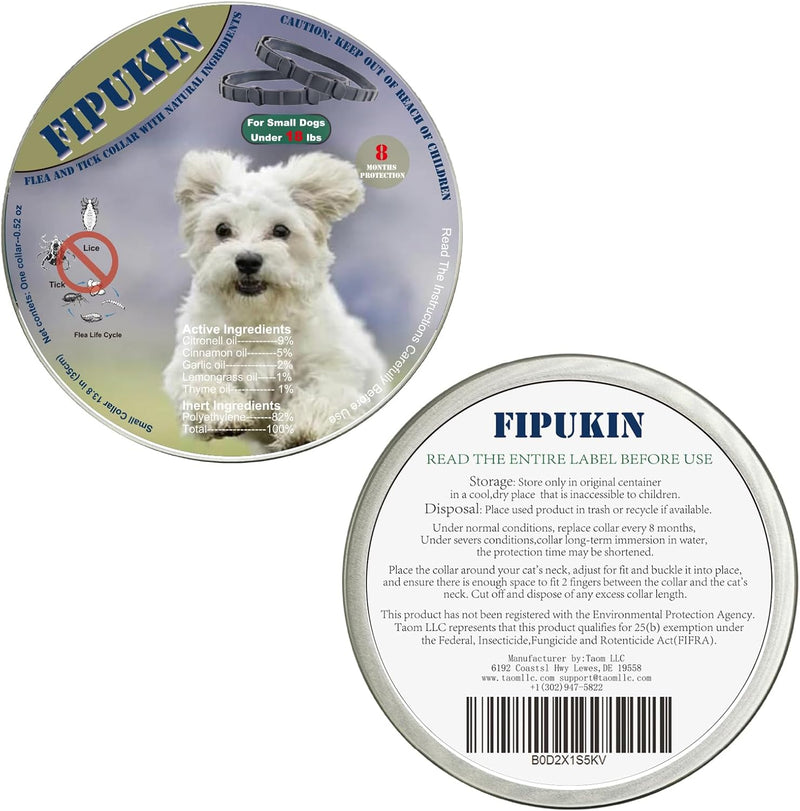 Natural Ingredients Flea Repellent Collar for Small Dogs, Safe and Effective Flea and Tick Repellent, Waterproof, 8 Months Protection per Collar, Free Comb, 13.8 Inches, 2-Pack - BeesActive Australia