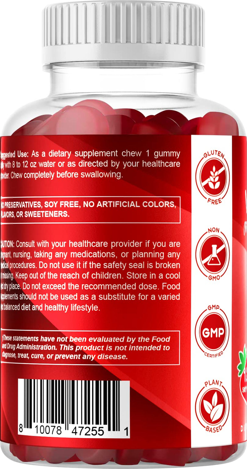 Vitamatic Sugar Free Vitamin A 25000 IU Gummies (Retinyl Palmitate) - Natural Strawberry Flavor - 120 Pectin Based Gummies (1 Bottle) 1 Bottle - BeesActive Australia