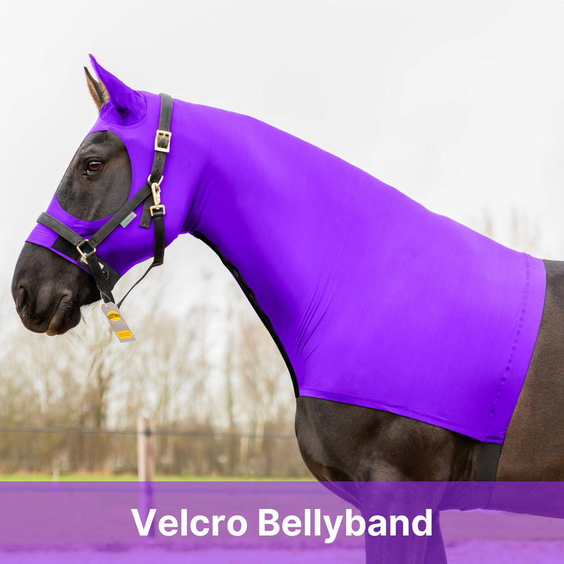 Resistance Horse Hood Slinky Lycra Zippered Mane Braid Shoulder Guard (Medium, Purple) Medium - BeesActive Australia