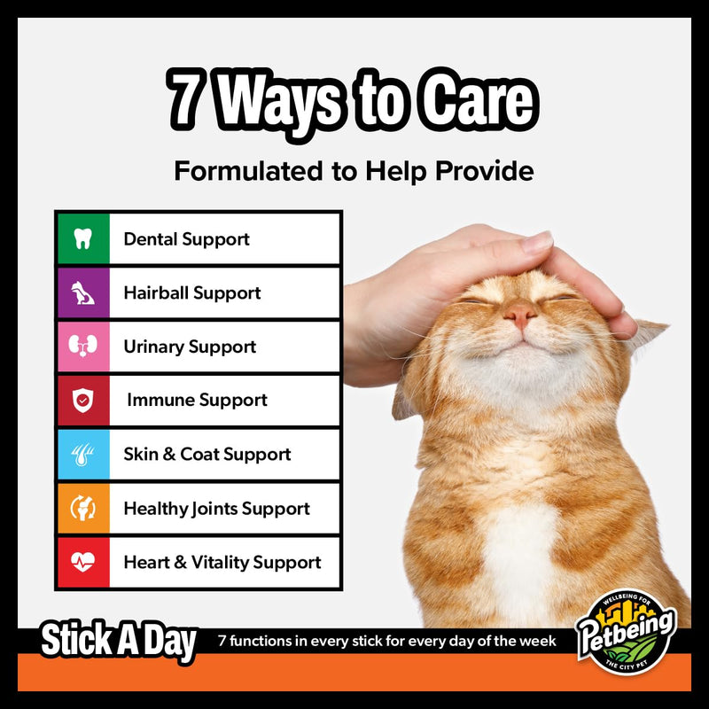 Stick a Day | Specially Formulated 7-in-1 Functions Daily Real Meat Supplement for Cats | Cat Chew Stick & Pet Vitamins Supplements Combination (7-Pack x 4, Chicken) 7-Pack x 4 - PawsPlanet Australia