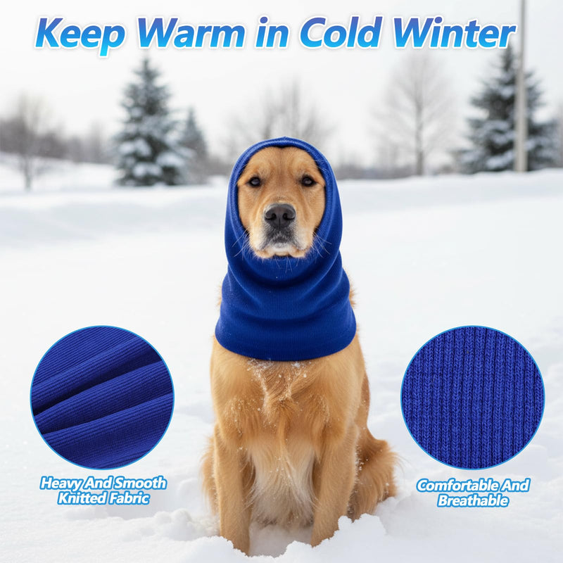 CIATBYYJ Dog Ear Muffs, Stretchy Hoodie for Dog, Non-Noise Blue Dogs Ear Muffs for Neck Warmer Bath Drying Noise Protection Large