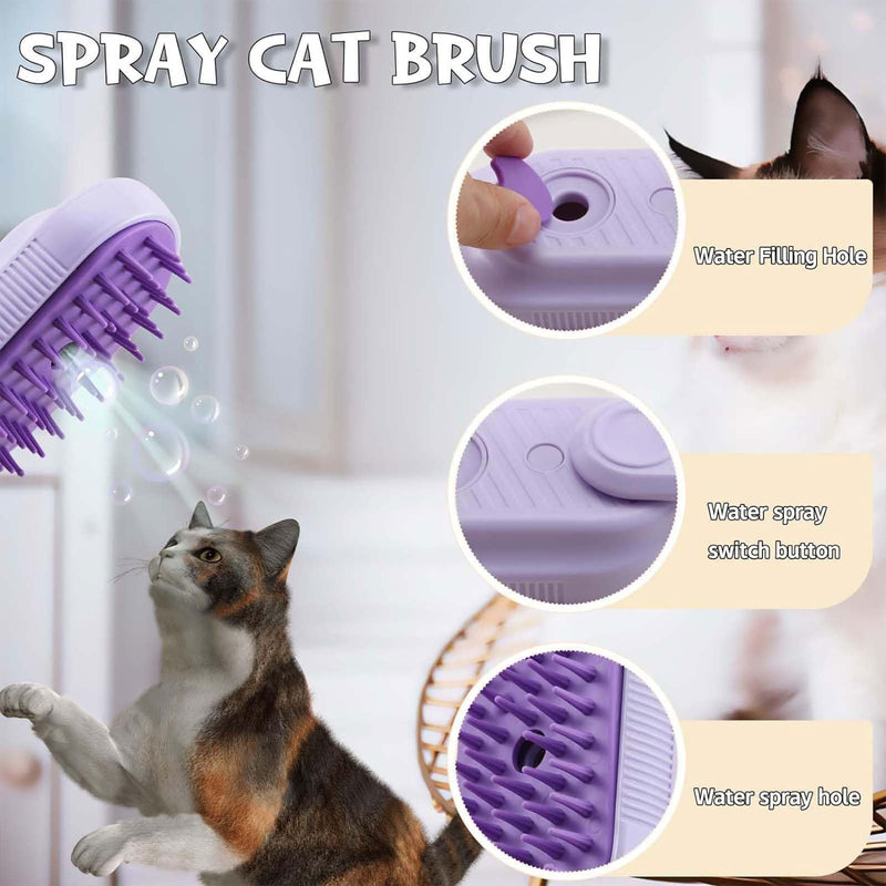Cat Steam Brush for Shedding, Steam Brush for Indoor Cats, Water Brush, Cat Spray Mist Massaging Brush, Pet Hair Removal Brush, Suitable for Cats, Dogs and Rabbits, Cat Cleaning Brush 😽white - BeesActive Australia