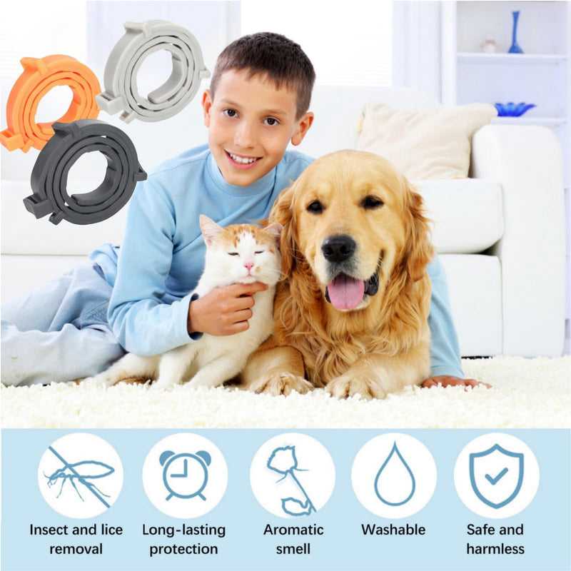 Flea collar for cats, 3 pieces flea collar for dogs, small, tick flea protection collar, tick collar for cats, tick flea collar for cats, flea tick collar for dogs and cats (black + gray + yellow, L) black + gray + yellow - BeesActive Australia