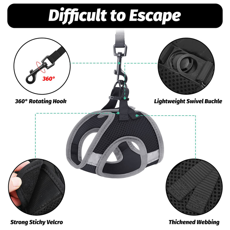 FAYOGOO Cat Harness Cat Leash Harness for Cats, Cat Harness with Leash Escape-Proof Adjustable Cat Harness Controlling Breathable Cat Leash with Reflective Strips Black M (Pack of 1) - BeesActive Australia