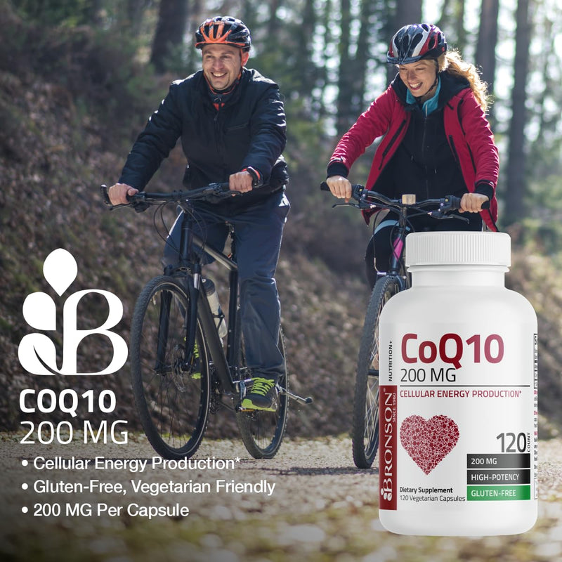 Bronson CoQ10 200 mg (Ubiquinone), High Potency, 60 Vegetarian Capsules | Cellular Energy Production, Powerful Antioxidant & Healthy Heart Function Support 60 Count (Pack of 1)