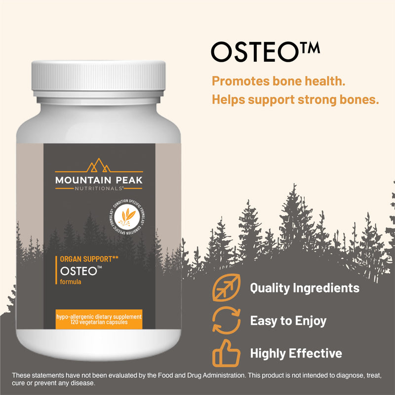 Mountain Peak Nutritionals Osteo Supplement - Organ & Strong Bone Support, Promotes Bone Health - With Vitamins D3, K2, Calcium, and Magnesium - Bone Building & Strengthening (120 Vegetarian Capsules) 120 Count (Pack of 1)