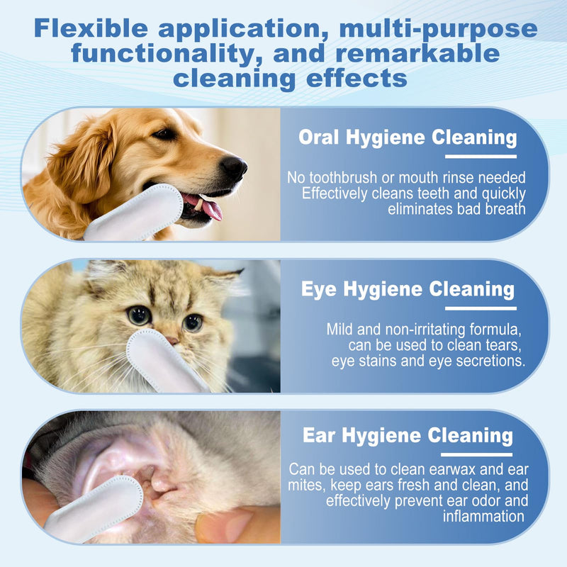Pet Dental Finger Wipes for Dogs & Cats, Teeth & Gums Cleaning, Fights Bad Breath & Tartar, No Brushing Needed, 50 Count Canister