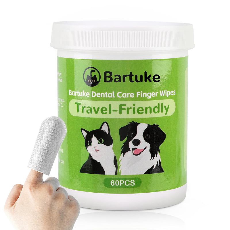 Pet Teeth Cleaning Wipes for Dogs & Cats, 60 Counts Pet Dental Care Finger Wipes Remove Bad Breath, Plaque, Tartar Buildup, Disposable Dog Finger Toothbrush Wipes Effective Teeth Cleaner
